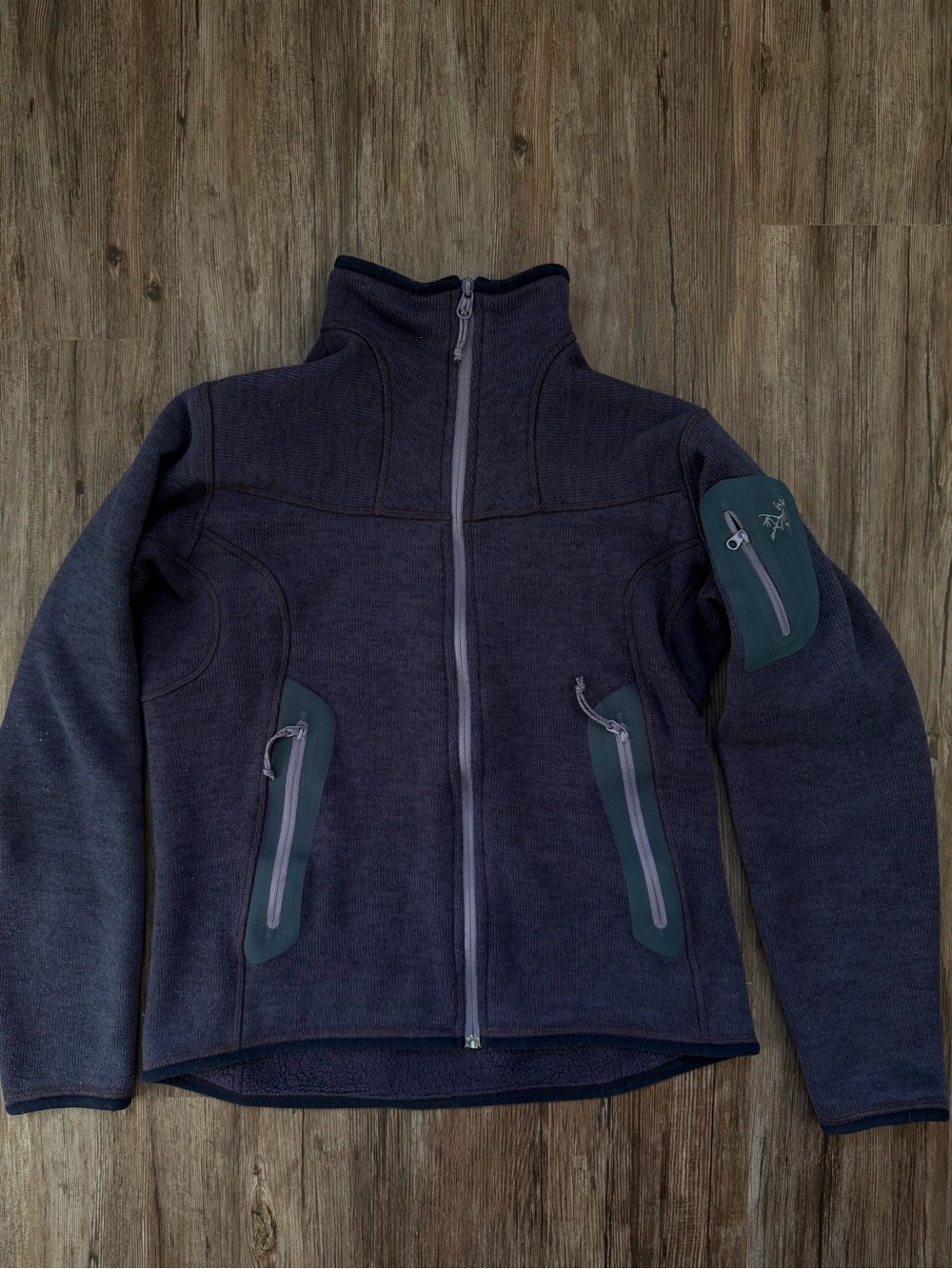 Dark Purple Full-Zip Fleece Jacket with Zip Pockets